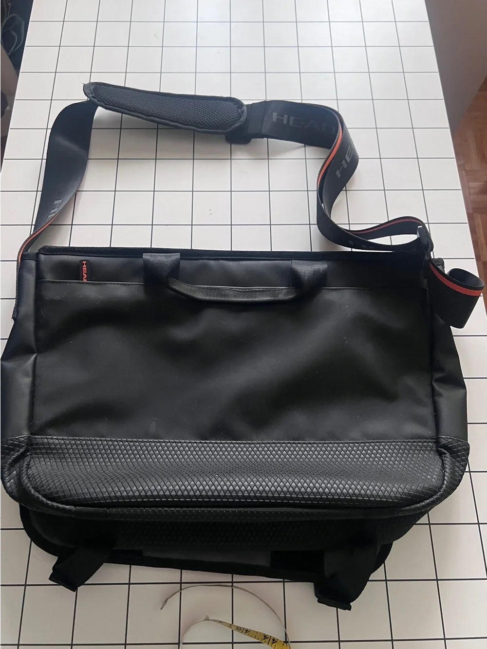 HEAD Black Men's Messenger Bag with Orange Trim Strap NWOT